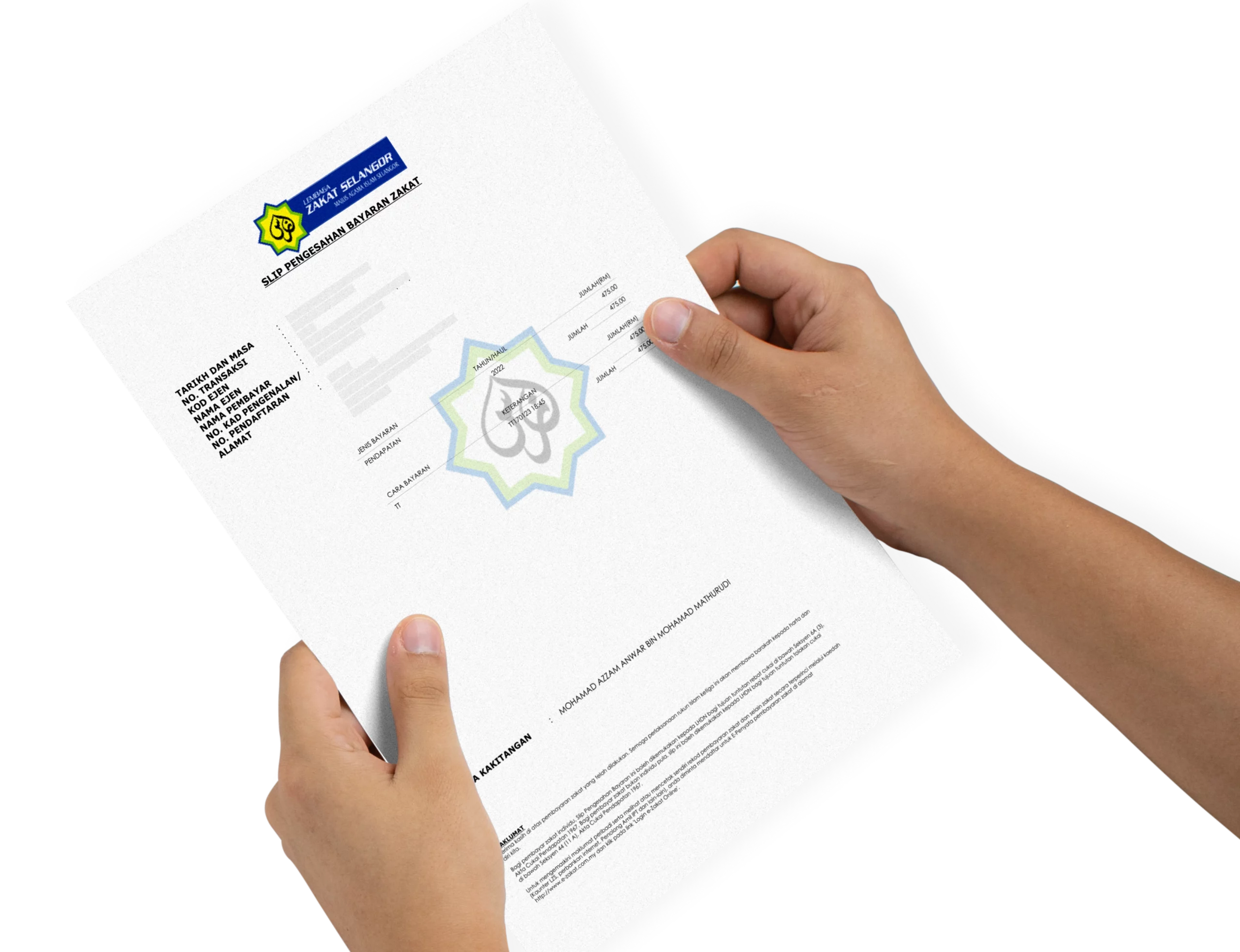 resit bayaran zakat selangor online bayar fitrah fidyah